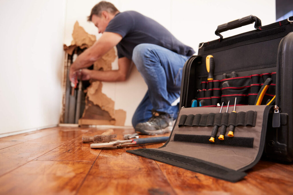 Maintenance man fixes up property in Rockville, Maryland